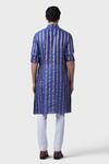 Shop_Raghavendra Rathore Jodhpur_Blue Silk Embroidery Kurta _at_Aza_Fashions