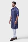 Raghavendra Rathore Jodhpur_Blue Silk Embroidery Kurta _Online_at_Aza_Fashions