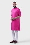 Raghavendra Rathore Jodhpur_Pink Silk Sequins, Embroidery Tulia And Thread Kurta _Online_at_Aza_Fashions