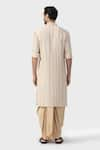 Shop_Raghavendra Rathore Jodhpur_Beige Tussar Silk Embroidery Sequin Amaryllis Vine Thread Kurta _at_Aza_Fashions