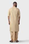 Shop_Raghavendra Rathore Jodhpur_Beige Tussar Silk Embroidery Thread Work Minar Acanthus Bloom Kurta _at_Aza_Fashions