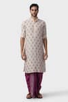 Buy_Raghavendra Rathore Jodhpur_Off White Modal Sequins, Embroidery Panch Mahal Damask Kurta _at_Aza_Fashions