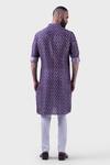 Shop_Raghavendra Rathore Jodhpur_Blue Silk Print Wildflora Jharokha Kurta _at_Aza_Fashions