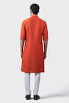 Shop_Raghavendra Rathore Jodhpur_Orange Silk Pintuck Stitch Lines Work Kurta _at_Aza_Fashions