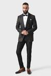 Buy_Raghavendra Rathore Jodhpur_Blue Wool Woven Abstract The Pollock Tuxedo Jacket _at_Aza_Fashions