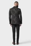 Shop_Raghavendra Rathore Jodhpur_Blue Wool Woven Abstract The Pollock Tuxedo Jacket _at_Aza_Fashions