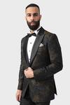 Shop_Raghavendra Rathore Jodhpur_Blue Wool Woven Abstract The Pollock Tuxedo Jacket _Online_at_Aza_Fashions