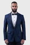 Shop_Raghavendra Rathore Jodhpur_Blue Wool Woven Jacquard The Abstract Tuxedo _at_Aza_Fashions