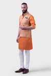 Raghavendra Rathore Jodhpur_Orange Silk Embroidery The Amer Metallic Thread Waistcoat _Online_at_Aza_Fashions
