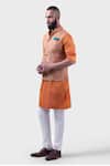 Buy_Raghavendra Rathore Jodhpur_Orange Silk Embroidery The Amer Metallic Thread Waistcoat _Online_at_Aza_Fashions