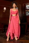 Buy_Astha Batra_Coral Georgette Hand Embroidered Cut Dana And Bead Bordered Skirt Set  _at_Aza_Fashions