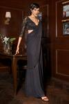 Shop_Astha Batra_Black Net Hand Embroidery Sequins Pre-draped Palazzo Saree With Blouse  _at_Aza_Fashions