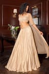 Buy_Astha Batra_Gold Satin Georgette Hand Embroidery Sequins Sweetheart Neck Lehenga Set _at_Aza_Fashions