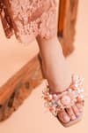 Shop_THE EPISODE_Peach Embellished Gracious Pearl Cluster Strap Heels _at_Aza_Fashions