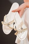 Buy_THE EPISODE_White Embellished Flashes Pearl Strap Flats _at_Aza_Fashions