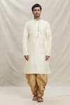 Arihant Rai Sinha_Yellow Kurta Silk Blend Embroidered Embellished Placement With Dhoti Pant _Online_at_Aza_Fashions