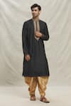 Buy_Arihant Rai Sinha_Black Kurta Silk Blend Embroidered Zari With Dhoti Pant _at_Aza_Fashions