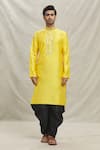 Arihant Rai Sinha_Yellow Kurta Silk Blend Embroidered Sequin Embellished With Dhoti Pant _Online_at_Aza_Fashions