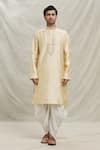 Arihant Rai Sinha_Gold Kurta Silk Blend Embroidered Sequin Floral Embellished With Dhoti Pant _Online_at_Aza_Fashions