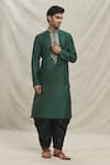 Buy_Arihant Rai Sinha_Green Kurta Silk Blend Embroidered Sequin Floral Embellished With Dhoti Pant _at_Aza_Fashions