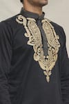 Shop_Arihant Rai Sinha_Black Kurta Silk Blend Embroidered Thread Paisley With Dhoti Pant _Online_at_Aza_Fashions