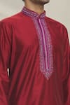 Shop_Arihant Rai Sinha_Maroon Kurta Silk Blend Embroidered Thread Butti With Dhoti Pant _Online_at_Aza_Fashions