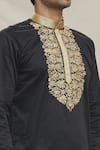 Shop_Arihant Rai Sinha_Black Kurta Silk Blend Embroidered Thread Floral Jaal With Dhoti Pant _Online_at_Aza_Fashions