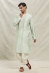 Buy_Arihant Rai Sinha_Green Kurta Silk Blend Embroidered Sequin Thread With Dhoti Pant _at_Aza_Fashions