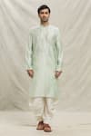 Arihant Rai Sinha_Green Kurta Silk Blend Embroidered Sequin Thread With Dhoti Pant _Online_at_Aza_Fashions