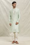 Buy_Arihant Rai Sinha_Green Kurta Silk Blend Embroidered Sequin Thread With Dhoti Pant _Online_at_Aza_Fashions