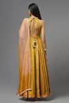 Shop_AUM by Asit and Ashima_Yellow Silk Embroidered Floral Deep V Neck And Thread Anarkali With Dupatta _at_Aza_Fashions