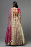 Shop_AUM by Asit and Ashima_Grey Silk Embroidered Floral Deep V Neck Thread And Blouse Lehenga Set  _at_Aza_Fashions