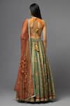 Shop_AUM by Asit and Ashima_Green Silk Embroidered Floral Halter Blouse Lehenga Set _at_Aza_Fashions