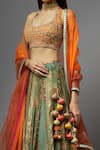 Buy_AUM by Asit and Ashima_Green Silk Embroidered Floral Halter Blouse Lehenga Set _Online_at_Aza_Fashions