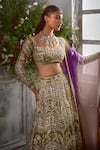 Shop_Shian_Green Organza Embroidery Gota Ambrosia And Pearl Embellished Bridal Lehenga Set _Online_at_Aza_Fashions