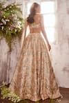 Shop_Shian_Peach Silk Embroidery Gota Deep Daisy And Pearl Embellished Bridal Lehenga Set _at_Aza_Fashions