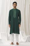 Buy_Alaya Advani_Green Kurta Silk Embroidered Thread Placed With Pant _Online_at_Aza_Fashions