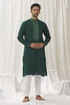 Shop_Alaya Advani_Green Kurta Silk Embroidered Thread Placed With Pant _Online_at_Aza_Fashions