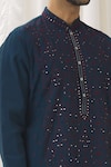 Shop_Alaya Advani_Blue Kurta Silk Embellished Mirrorwork Flower Thread Embroidered With Pant_Online_at_Aza_Fashions