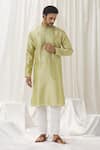 Buy_Alaya Advani_Green Kurta Silk Embroidered Thread Blossom With Pant _at_Aza_Fashions