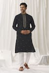 Buy_Alaya Advani_Black Kurta Silk Embroidered Zari Foliage With Pant _at_Aza_Fashions