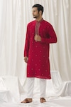 Buy_Alaya Advani_Red Kurta Silk Embroidered Zari Foliage Vine With Pant_at_Aza_Fashions