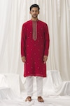 Alaya Advani_Red Kurta Silk Embroidered Zari Foliage Vine With Pant_Online_at_Aza_Fashions