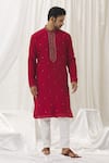 Buy_Alaya Advani_Red Kurta Silk Embroidered Zari Foliage Vine With Pant_Online_at_Aza_Fashions