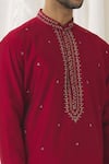 Shop_Alaya Advani_Red Kurta Silk Embroidered Zari Foliage Vine With Pant_Online_at_Aza_Fashions