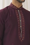 Alaya Advani_Wine Kurta Silk Embroidery Butti Floral Placket With Pant _at_Aza_Fashions