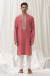 Buy_Alaya Advani_Pink Kurta Silk Embroidery Butti Floret With Pant_Online_at_Aza_Fashions