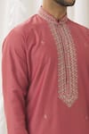 Shop_Alaya Advani_Pink Kurta Silk Embroidery Butti Floret With Pant_Online_at_Aza_Fashions