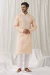 Buy_Alaya Advani_Peach Kurta Silk Embroidery Mirror Floret With Pant_at_Aza_Fashions