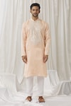 Alaya Advani_Peach Kurta Silk Embroidery Mirror Floret With Pant_Online_at_Aza_Fashions